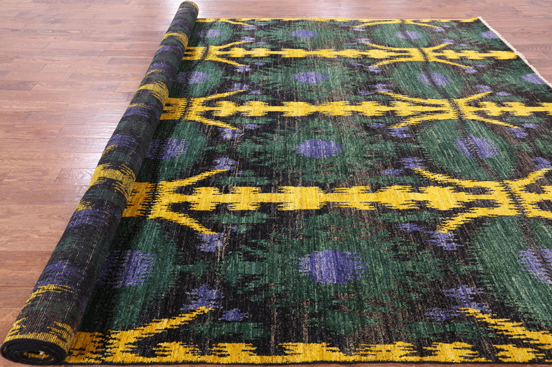 BLUE / GREEN / YELLOW IKAT RUG