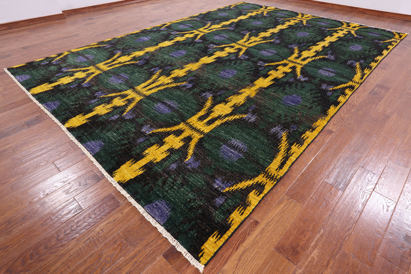 BLUE / GREEN / YELLOW IKAT RUG