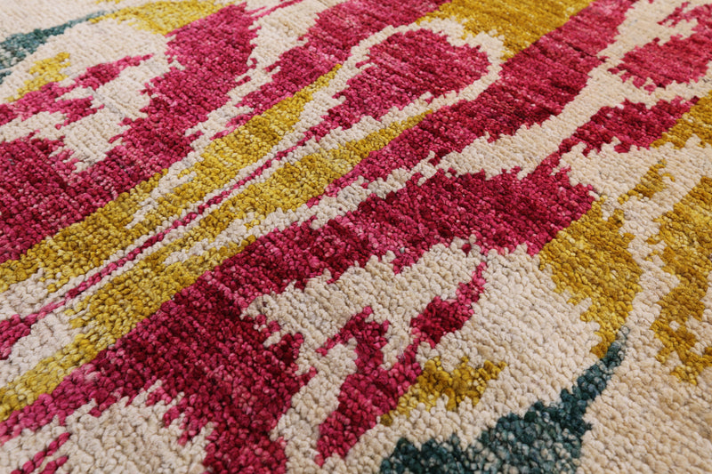 GREEN / RED / YELLOW IKAT RUG